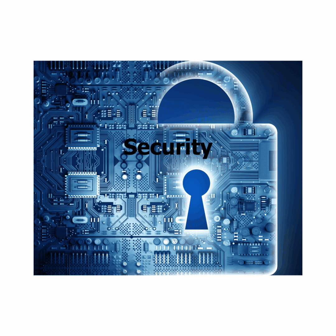 cyber image a lock in white with a dark background