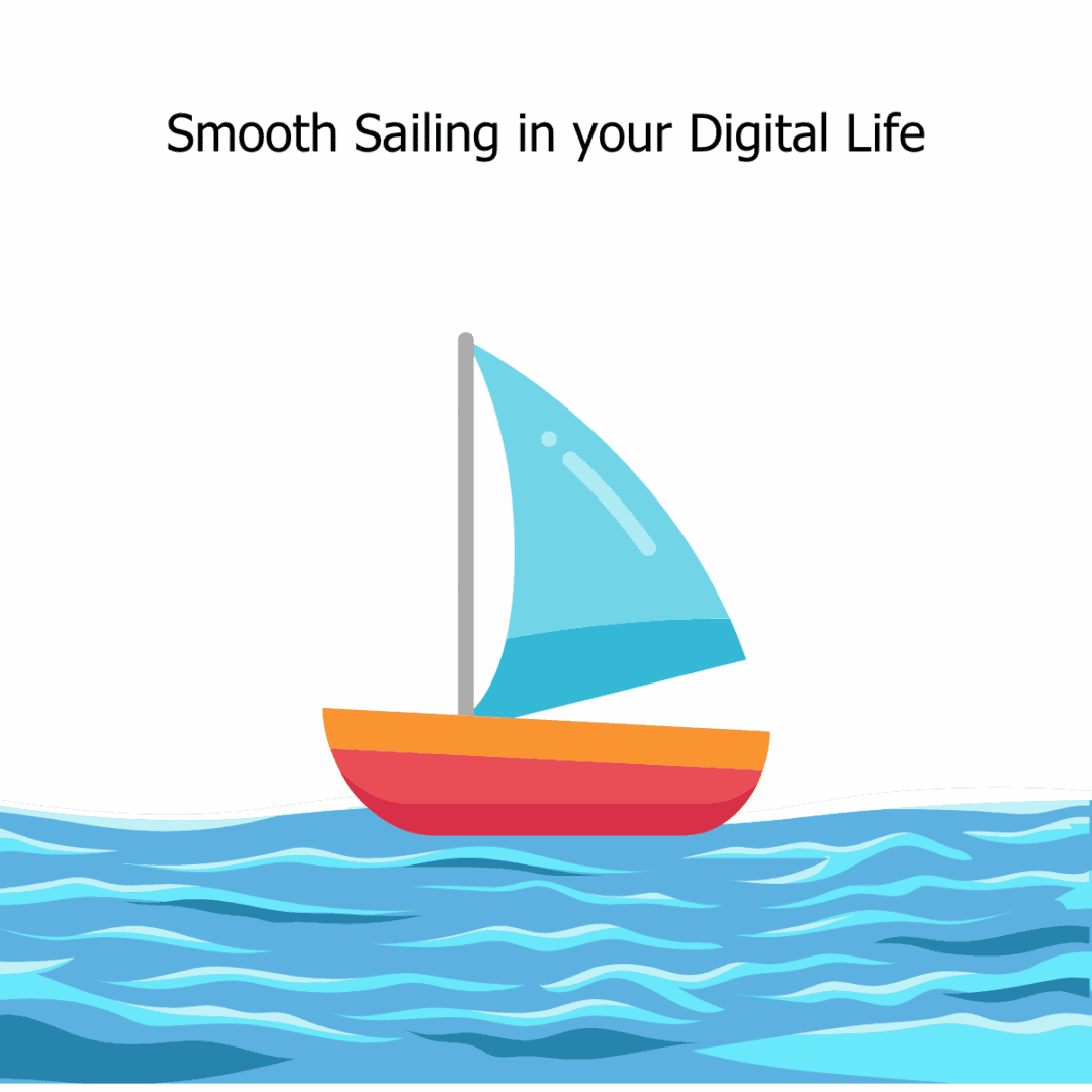 Graphic of colorful sail boat in ocean